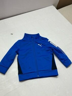 Puma Kids Blue Full-Zip Swim Rashguard with Black Panels